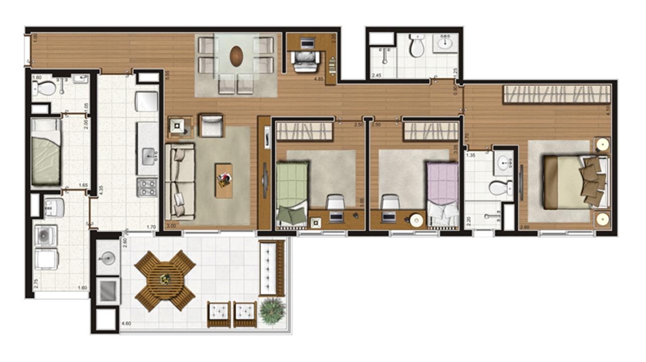 Planta-tipo apartamento 108 m² 3 dorms. (1 suíte) | Luzes da Mooca - Portale Mattino – Mooca - São Paulo - São Paulo Planta-tipo apartamento 108 m² 3 dorms. (1 suíte) | Luzes da Mooca - Portale Mattino – Apartamento na Mooca - São Paulo - São Paulo