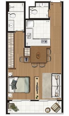 Planta-tipo apartamento de 50 m² privativos ? finais 3, 6, 10, 11, 14 e 15 | Luzes da Mooca - Spazio Lume – Apartamento na  Mooca - São Paulo - São Paulo