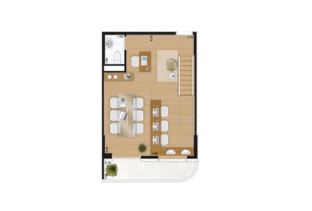 Escritório duplex de 90 m² Pavimento inferior | Wave – Salas Comerciais em  Valongo - Santos - São Paulo