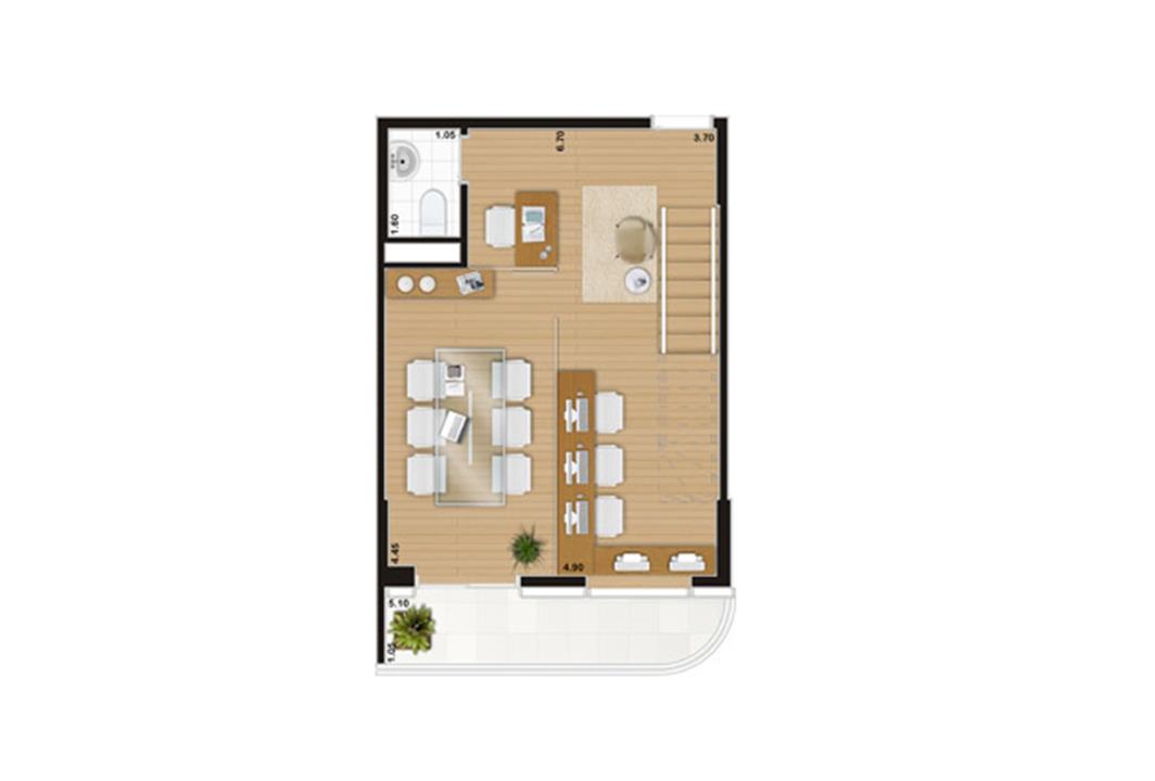Escritório duplex de 90 m² Pavimento inferior | Wave – Valongo - Santos - São Paulo Escritório duplex de 90 m² Pavimento inferior | Wave – Salas Comerciais em Valongo - Santos - São Paulo