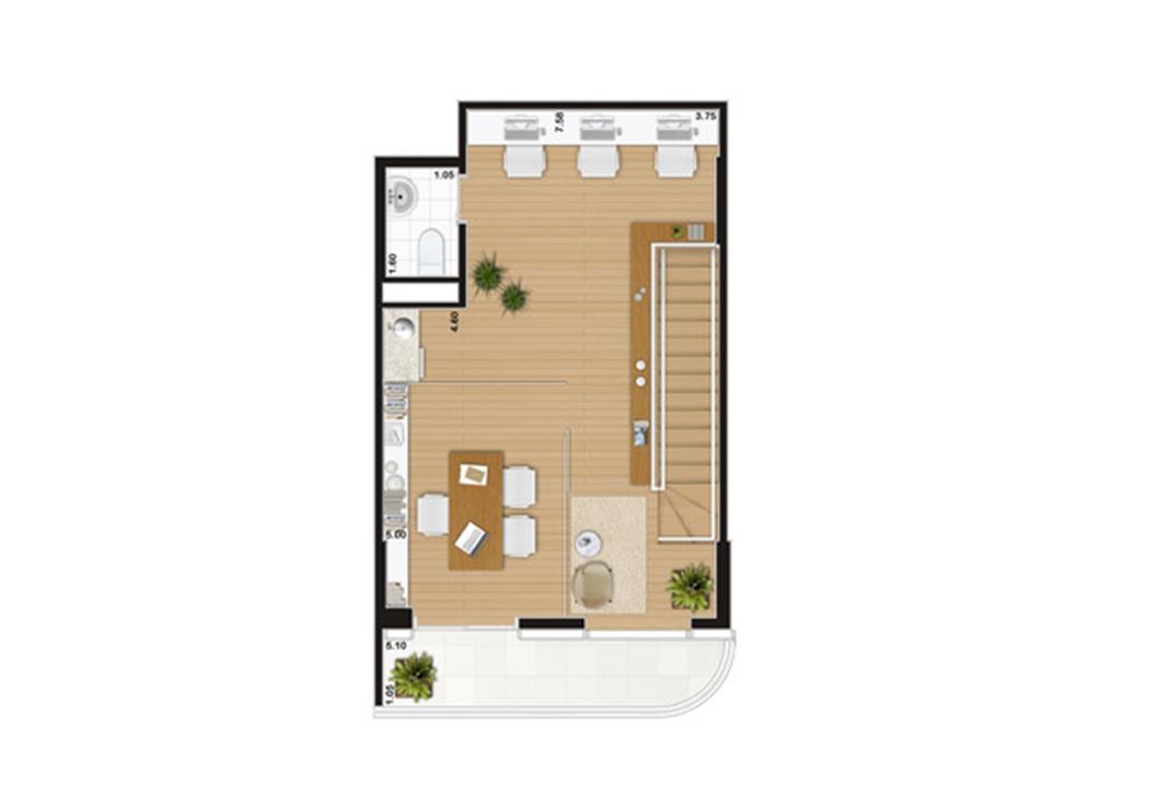 Escritório duplex de 90 m² Pavimento superior | Wave – Valongo - Santos - São Paulo Escritório duplex de 90 m² Pavimento superior | Wave – Salas Comerciais em Valongo - Santos - São Paulo