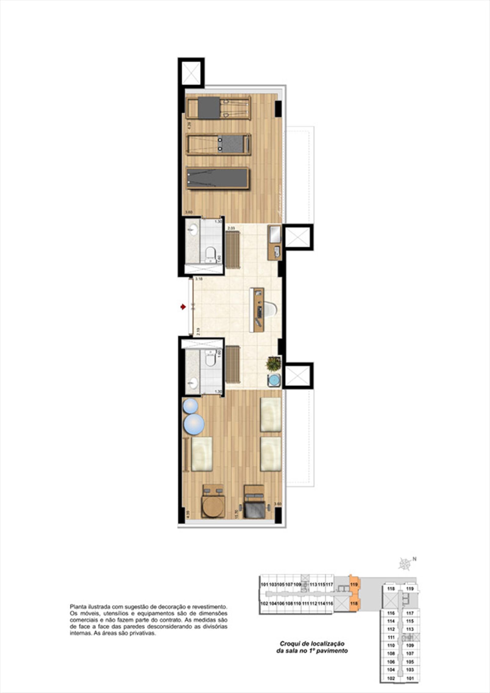 Planta da Sala 18 e 19 – Plilates | Biosphere – Asa Norte - Brasília - Distrito Federal Planta da Sala 18 e 19 – Plilates | Biosphere – Salas Comerciais na Asa Norte - Brasília - Distrito Federal