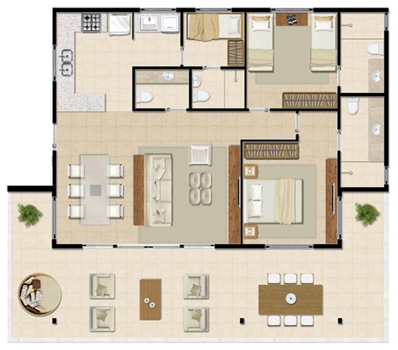 Bangalô Térreo - 129 m² | Mandara Lanai – Porto das Dunas - Aquiraz - Ceará Bangalô Térreo - 129 m² | Mandara Lanai – Apartamento no Porto das Dunas - Aquiraz - Ceará