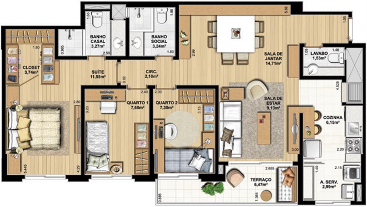 3 Dorm com suíte – 93 m² privativos com até 176 m² | WestSide Comfort Residences – Vila Izabel - Curitiba - Paraná 3 Dorm com suíte – 93 m² privativos com até 176 m² | WestSide Comfort Residences – Apartamento no Vila Izabel - Curitiba - Paraná