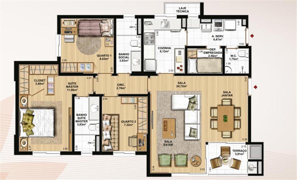 106 m² privativos, 3 dormitórios com WC | Le Jardin Residencial – Água Verde - Curitiba - Paraná 106 m² privativos, 3 dormitórios com WC | Le Jardin Residencial – Apartamento no Água Verde - Curitiba - Paraná