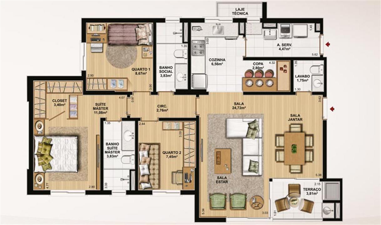 106 m² privativos, 3 dormitórios, lavabo e copa | Le Jardin Residencial – Água Verde - Curitiba - Paraná 106 m² privativos, 3 dormitórios, lavabo e copa | Le Jardin Residencial – Apartamento no Água Verde - Curitiba - Paraná