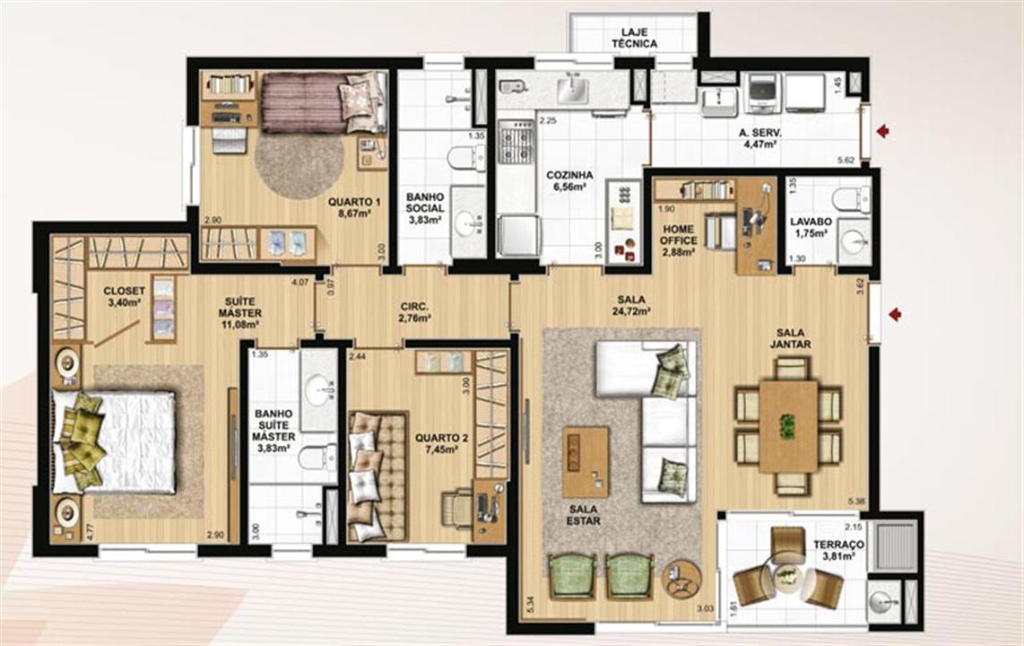 106 m² privativos, 3 dormitórios, lavabo e home office | Le Jardin Residencial – Água Verde - Curitiba - Paraná 106 m² privativos, 3 dormitórios, lavabo e home office | Le Jardin Residencial – Apartamento no Água Verde - Curitiba - Paraná