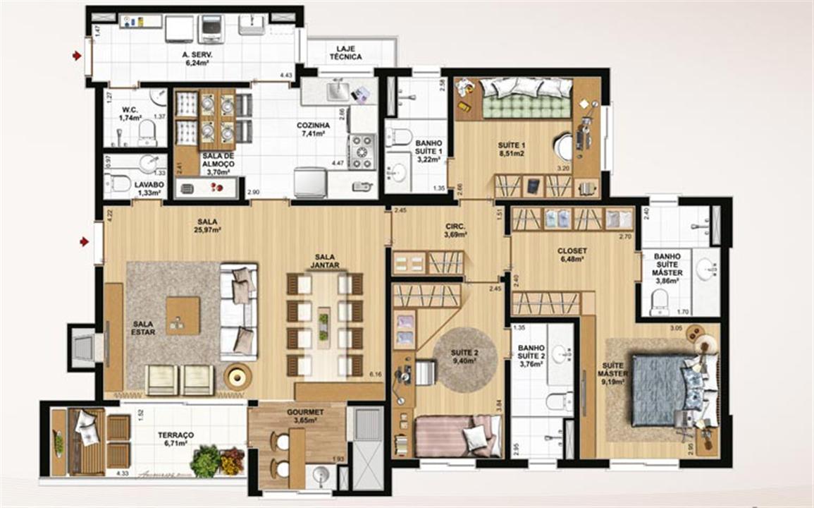 129 m² privativos, 3 suítes e sala de almoço | Le Jardin Residencial – Água Verde - Curitiba - Paraná 129 m² privativos, 3 suítes e sala de almoço | Le Jardin Residencial – Apartamento no Água Verde - Curitiba - Paraná