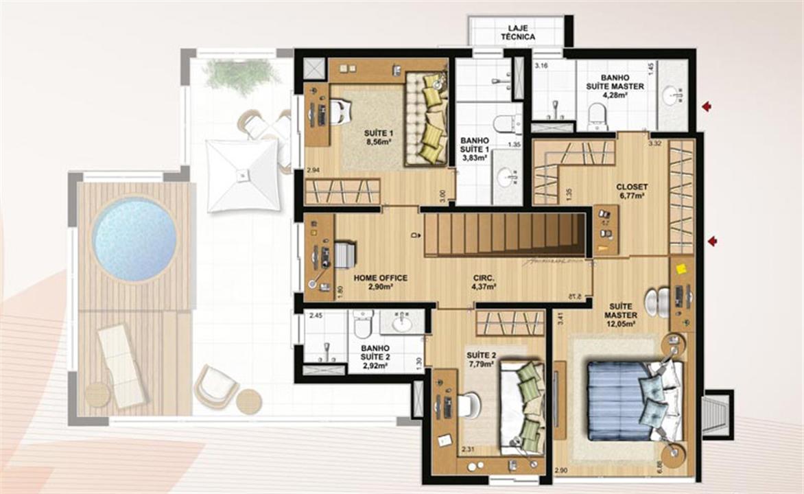 Duplex 174 m² privativos pavimento superior | Le Jardin Residencial – Água Verde - Curitiba - Paraná Duplex 174 m² privativos pavimento superior | Le Jardin Residencial – Apartamento no Água Verde - Curitiba - Paraná
