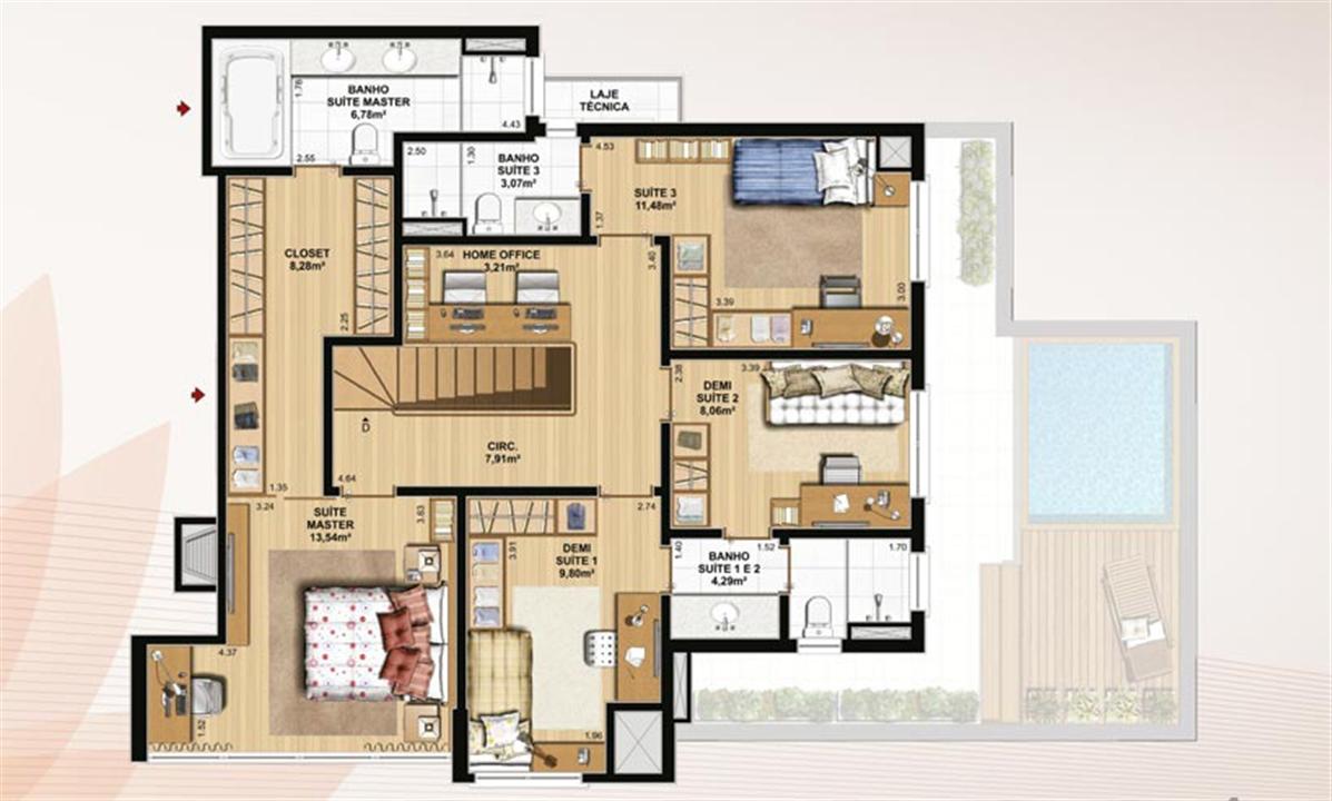 Duplex 226 m² privativos pavimento superior | Le Jardin Residencial – Água Verde - Curitiba - Paraná Duplex 226 m² privativos pavimento superior | Le Jardin Residencial – Apartamento no Água Verde - Curitiba - Paraná