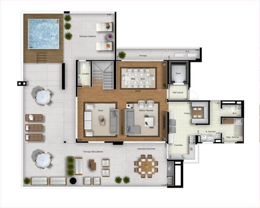 Cobertura Bay View 421 m² (pavimento inferior) | Mirage Bay – Umarizal - Belém - Pará Cobertura Bay View 421 m² (pavimento inferior) | Mirage Bay – Apartamento em Umarizal - Belém - Pará