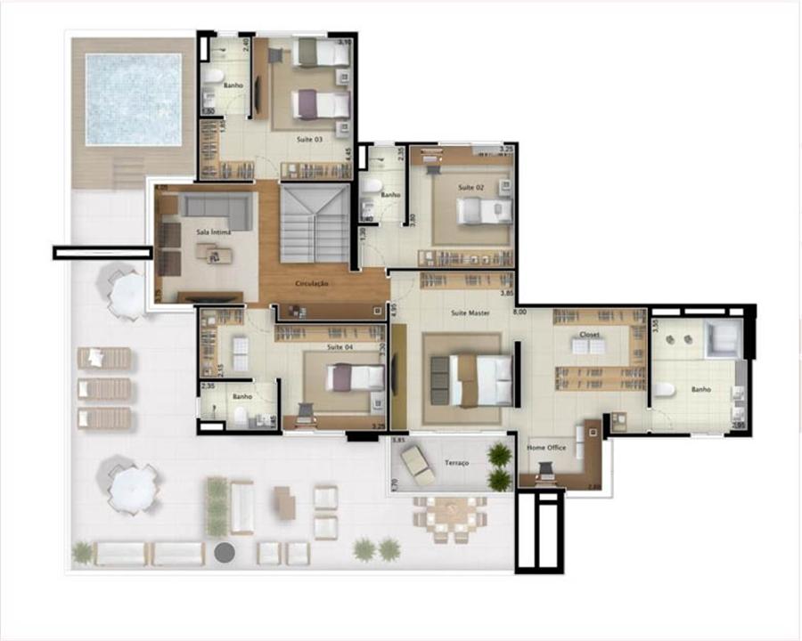 Cobertura Bay View 421 m² (pavimento superior) | Mirage Bay – Umarizal - Belém - Pará Cobertura Bay View 421 m² (pavimento superior) | Mirage Bay – Apartamento em Umarizal - Belém - Pará