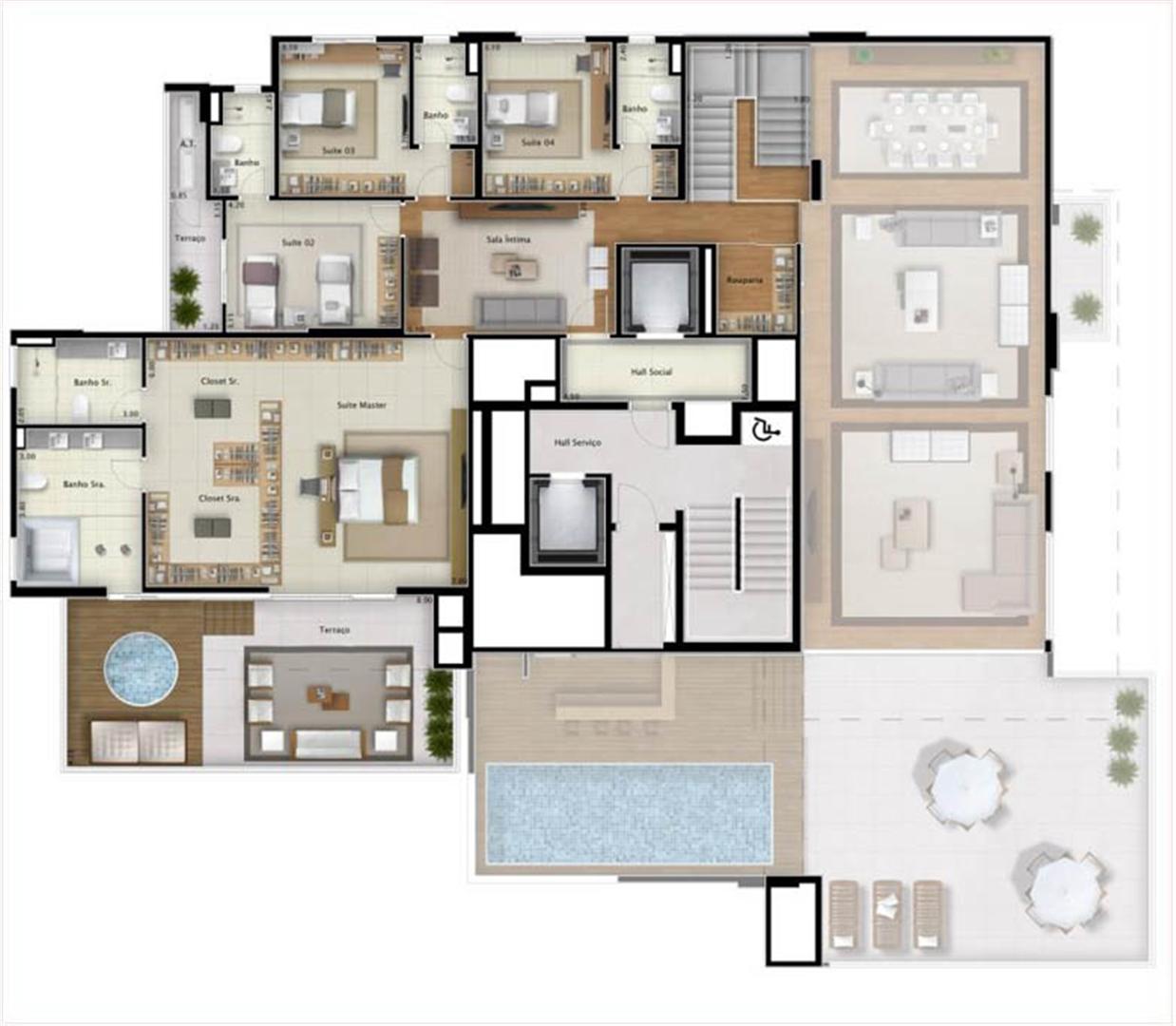 Cobertura Double View 551 m² (pavimento superior) | Mirage Bay – Apartamento em  Umarizal  - Belém - Pará