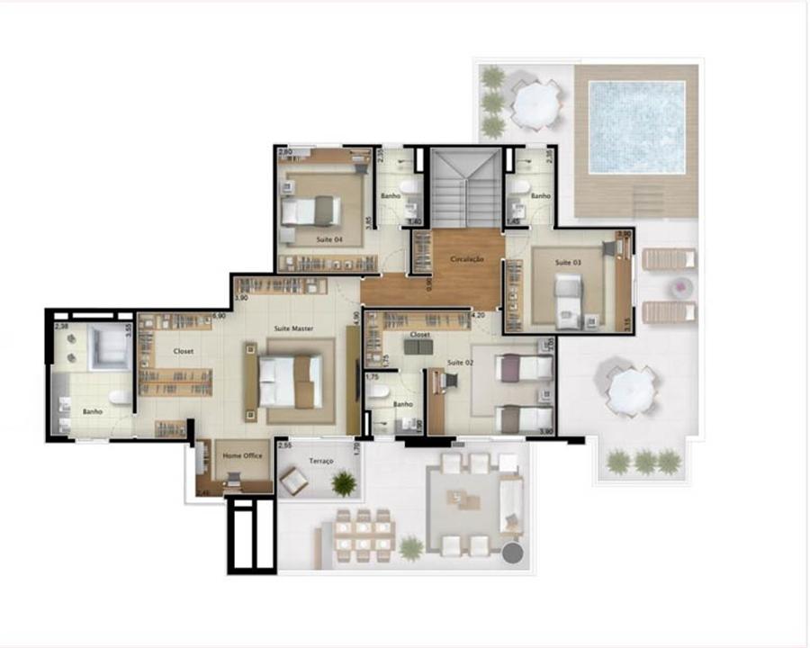 Cobertura Sky View 351 m² (pavimento superior) | Mirage Bay – Umarizal - Belém - Pará Cobertura Sky View 351 m² (pavimento superior) | Mirage Bay – Apartamento em Umarizal - Belém - Pará