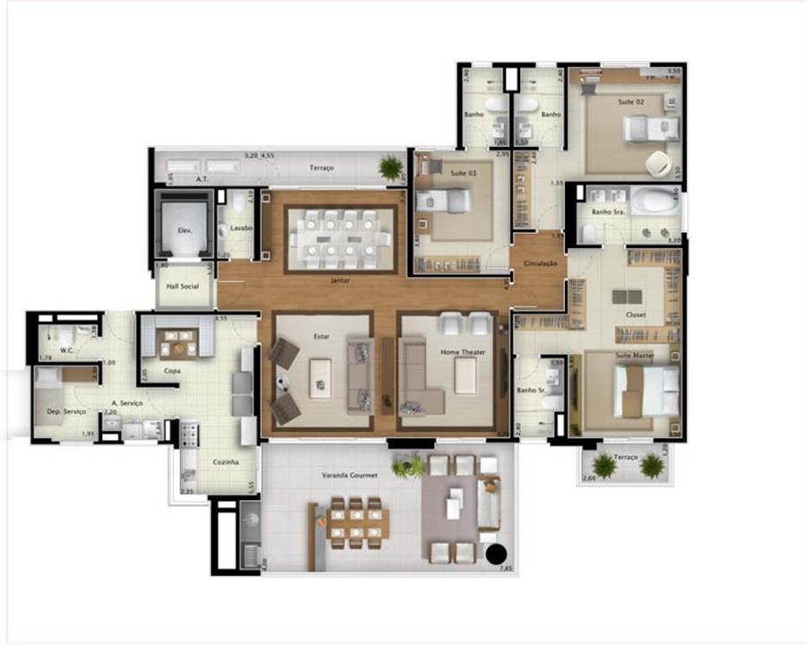 Planta apartamento Sky View 225 m² (ampliada) | Mirage Bay – Umarizal - Belém - Pará Planta apartamento Sky View 225 m² (ampliada) | Mirage Bay – Apartamento em Umarizal - Belém - Pará