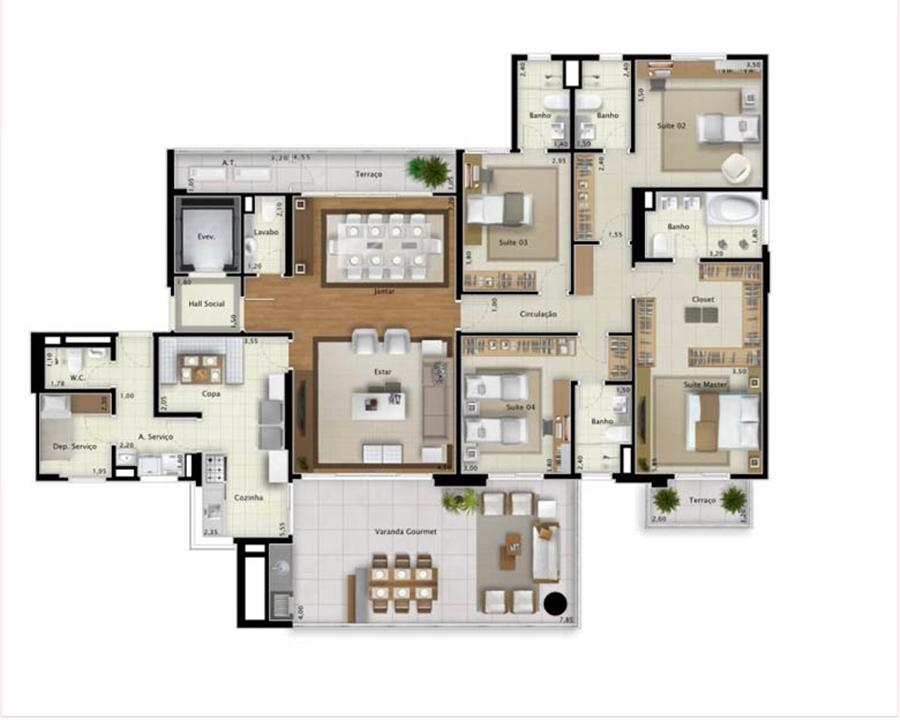 Planta apartamento Sky View 225 m² | Mirage Bay – Umarizal - Belém - Pará Planta apartamento Sky View 225 m² | Mirage Bay – Apartamento em Umarizal - Belém - Pará