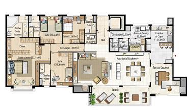 Planta Padrão Torre A - 231 m² privativos | Riserva Schiavon – Apartamento na  Bela Vista - Porto Alegre - Rio Grande do Sul