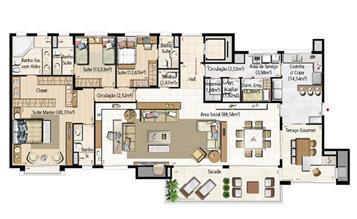 Opção 3 Suítes (sendo 1 Master com 2 banheiros e 1 estendida) Torre A - 231 m² privativos | Riserva Schiavon – Apartamento na  Bela Vista - Porto Alegre - Rio Grande do Sul