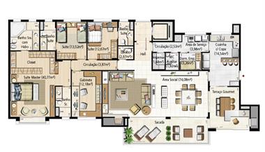 Opção 3 Suítes + Gabinete Torre A - 231 m² privativos | Riserva Schiavon – Apartamento na  Bela Vista - Porto Alegre - Rio Grande do Sul