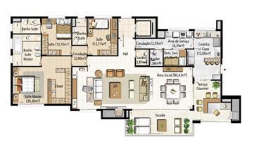Opção 3 Suítes + Living Estendido Torre B - 198 m² privativos | Riserva Schiavon – Apartamento na  Bela Vista - Porto Alegre - Rio Grande do Sul