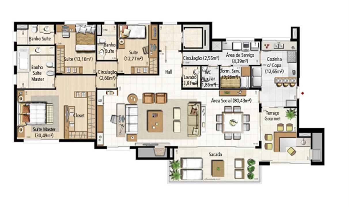 Opção 3 Suítes + Living Estendido Torre B - 198 m² privativos | Riserva Schiavon – Apartamento	na  Bela Vista - Porto Alegre - Rio Grande do Sul