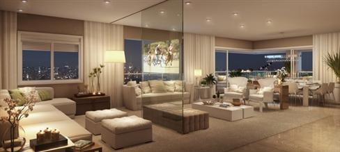 Perspectiva ilustrada do Living do apto de 251 m²