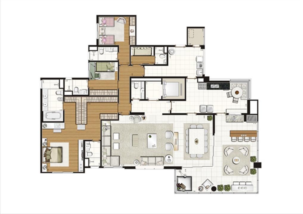 Planta opção do apto de 251m² privativos, 4 suítes (1 master) | Blanc Campo Belo – Apartamento	no  Campo Belo - São Paulo - São Paulo