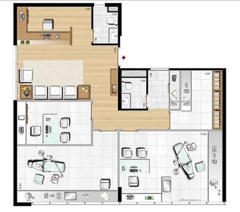 Modelo de Clínica Odontológica - 107 m² privativos | Aschneider Absolut Business – Higienópolis - Porto Alegre - Rio Grande do Sul Modelo de Clínica Odontológica - 107 m² privativos | Aschneider Absolut Business – Salas Comerciais no Higienópolis - Porto Alegre - Rio Grande do Sul