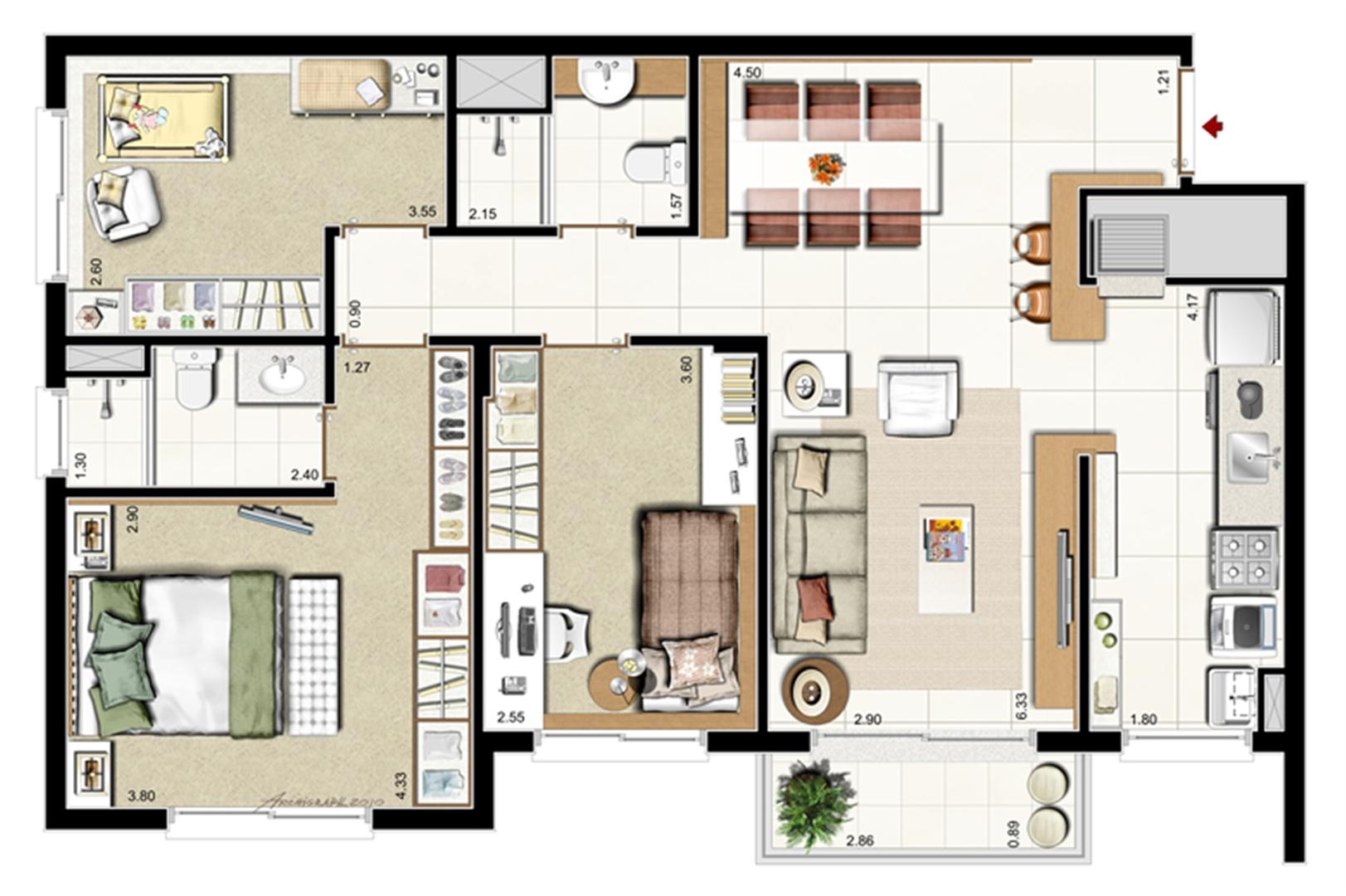 Apto. 3 dorm. com suíte - 84 m² priv. - 133 m² área total -  Planta Padrão | Punto Riserva Lindóia – Apartamento no  Jardim Lindóia - Porto Alegre - Rio Grande do Sul