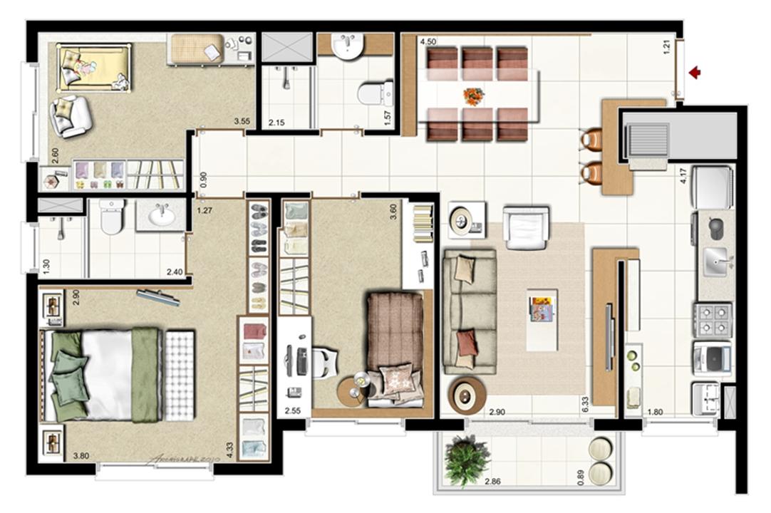 Apto. 3 dorm. com suíte - 84 m² priv. - 133 m² área total - Planta Padrão | Punto Riserva Lindóia – Jardim Lindóia - Porto Alegre - Rio Grande do Sul Apto. 3 dorm. com suíte - 84 m² priv. - 133 m² área total - Planta Padrão | Punto Riserva Lindóia – Apartamento no Jardim Lindóia - Porto Alegre - Rio Grande do Sul