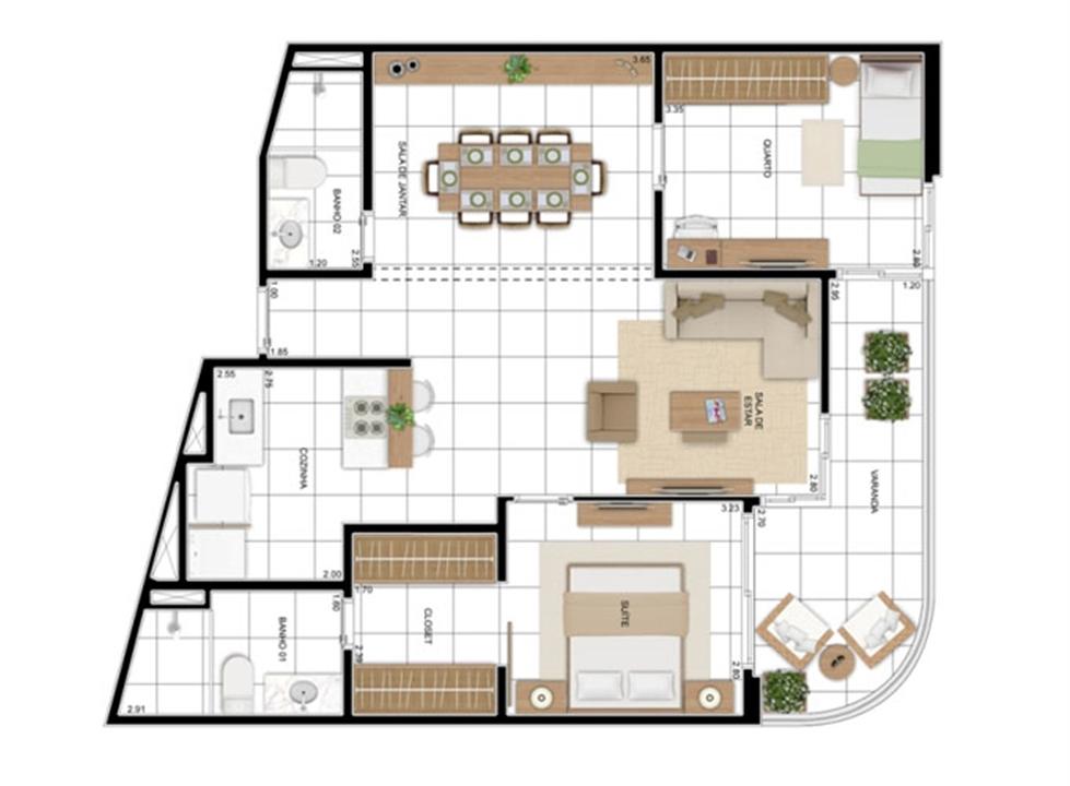 PLANTA - APTO TIPO A - 82 m² - OPÇÃO 02 DORMS COM SUÍTE (02) | In Mare Bali – Distrito Litoral de Cotovelo - Parnamirim - Rio Grande do Norte PLANTA - APTO TIPO A - 82 m² - OPÇÃO 02 DORMS COM SUÍTE (02) | In Mare Bali – Apartamento no Distrito Litoral de Cotovelo - Parnamirim - Rio Grande do Norte