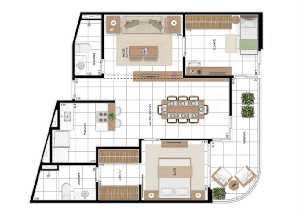 PLANTA - APTO TIPO A - 82 m² - OPÇÃO 2 DORMS COM SUÍTE (01) | In Mare Bali – Distrito Litoral de Cotovelo - Parnamirim - Rio Grande do Norte PLANTA - APTO TIPO A - 82 m² - OPÇÃO 2 DORMS COM SUÍTE (01) | In Mare Bali – Apartamento no Distrito Litoral de Cotovelo - Parnamirim - Rio Grande do Norte