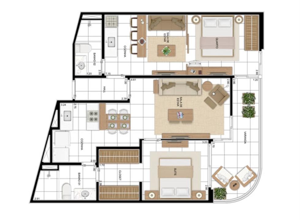 PLANTA - APTO TIPO A - DOUBLE FLAT OPÇÃO 03 | In Mare Bali – Distrito Litoral de Cotovelo - Parnamirim - Rio Grande do Norte PLANTA - APTO TIPO A - DOUBLE FLAT OPÇÃO 03 | In Mare Bali – Apartamento no Distrito Litoral de Cotovelo - Parnamirim - Rio Grande do Norte