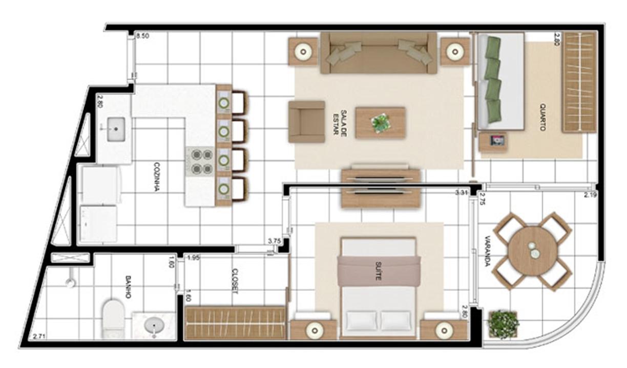 PLANTA - APTO TIPO C1 - 57 m² | In Mare Bali – Distrito Litoral de Cotovelo - Parnamirim - Rio Grande do Norte PLANTA - APTO TIPO C1 - 57 m² | In Mare Bali – Apartamento no Distrito Litoral de Cotovelo - Parnamirim - Rio Grande do Norte