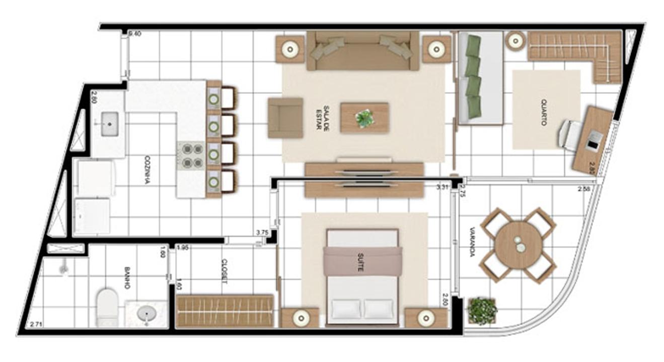 PLANTA - APTO TIPO C2 - 59 m² | In Mare Bali – Distrito Litoral de Cotovelo - Parnamirim - Rio Grande do Norte PLANTA - APTO TIPO C2 - 59 m² | In Mare Bali – Apartamento no Distrito Litoral de Cotovelo - Parnamirim - Rio Grande do Norte