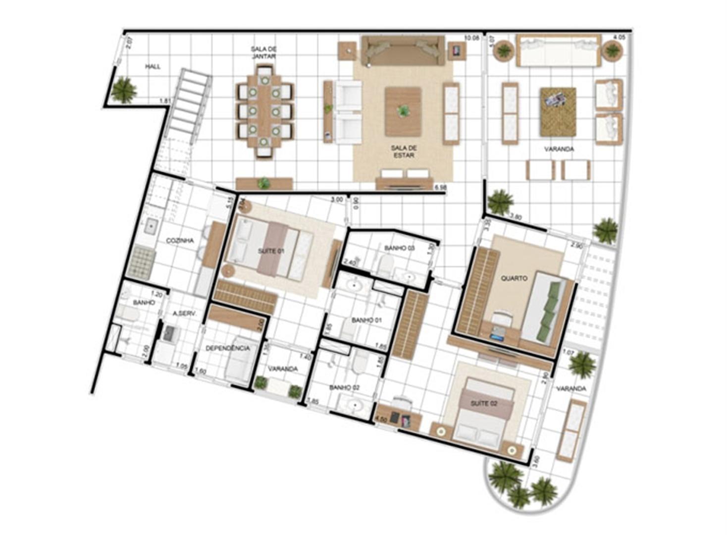 PLANTA - APTO TIPO E - DUPLEX INFERIOR 305 m²  | In Mare Bali – Apartamento no  Distrito Litoral de Cotovelo - Parnamirim - Rio Grande do Norte