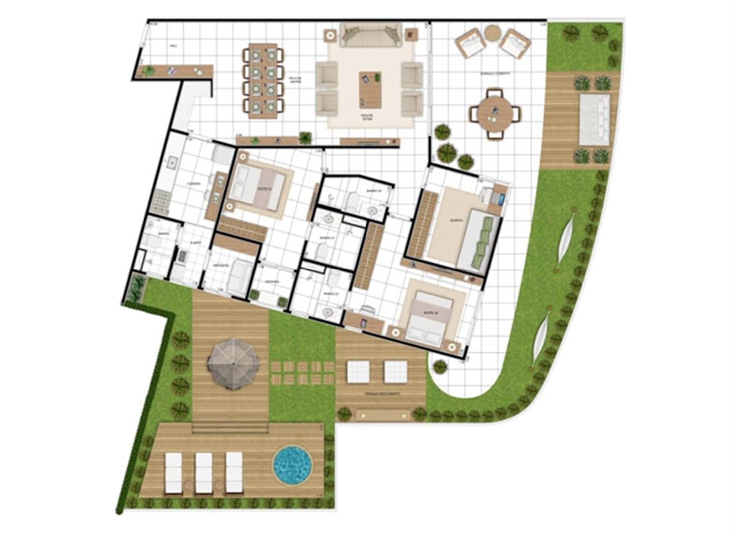 PLANTA - APTO TIPO E - MAISON 258 m²  | In Mare Bali – Apartamento no  Distrito Litoral de Cotovelo - Parnamirim - Rio Grande do Norte