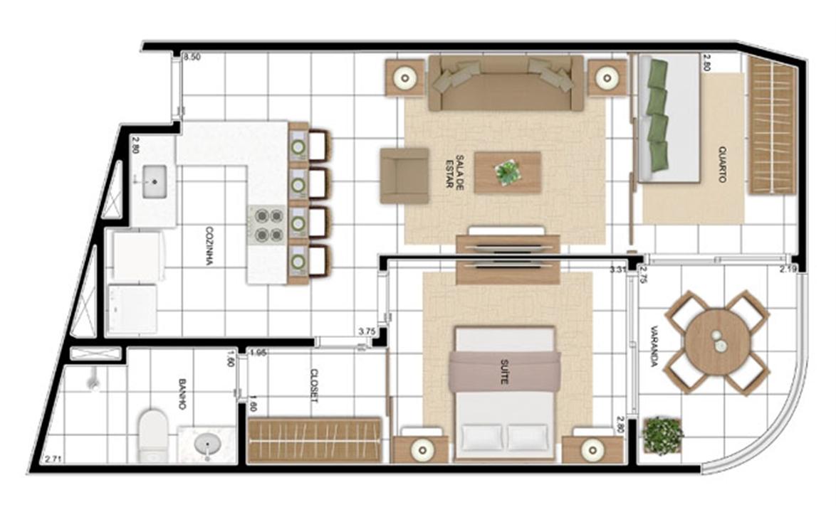 PLANTA - APTO TIPO OPÇÃO C3 - 56 m² | In Mare Bali – Distrito Litoral de Cotovelo - Parnamirim - Rio Grande do Norte PLANTA - APTO TIPO OPÇÃO C3 - 56 m² | In Mare Bali – Apartamento no Distrito Litoral de Cotovelo - Parnamirim - Rio Grande do Norte