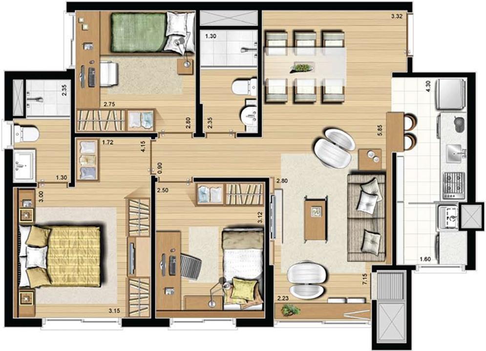 Apto. 3 dorm. com suíte com sacada integrada - Sugestão de decoração 74 m² privativos | Serenitá – Próximo ao Iguatemi - Porto Alegre - Rio Grande do Sul Apto. 3 dorm. com suíte com sacada integrada - Sugestão de decoração 74 m² privativos | Serenitá – Apartamento Próximo ao Iguatemi - Porto Alegre - Rio Grande do Sul