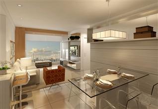 Living do apartamento de 2 dormitórios