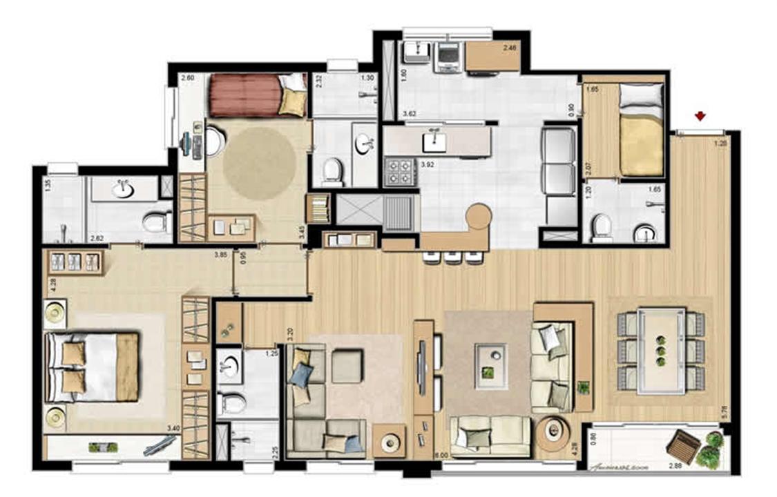 Opção 2 suítes, living estendido e dependência completa - 113 m² privativos e 175 m² área total | Villa Mimosa Vita Insolaratta – Centro - Canoas - Rio Grande do Sul Opção 2 suítes, living estendido e dependência completa - 113 m² privativos e 175 m² área total | Villa Mimosa Vita Insolaratta – Apartamento no Centro - Canoas - Rio Grande do Sul