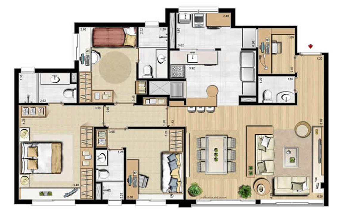 Sacada Integrada – Sugestão de Decoração - 113 m² privativos e 175 m² área total | Villa Mimosa Vita Insolaratta – Centro - Canoas - Rio Grande do Sul Sacada Integrada – Sugestão de Decoração - 113 m² privativos e 175 m² área total | Villa Mimosa Vita Insolaratta – Apartamento no Centro - Canoas - Rio Grande do Sul
