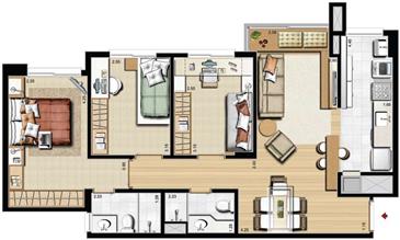 3 dorms., sendo 1 suíte com 77 m² privativos   119 m² de área total   Planta padrão | Absolutto Exclusive Life – Apartamento na  Pátria Nova - Novo Hamburgo - Rio Grande do Sul