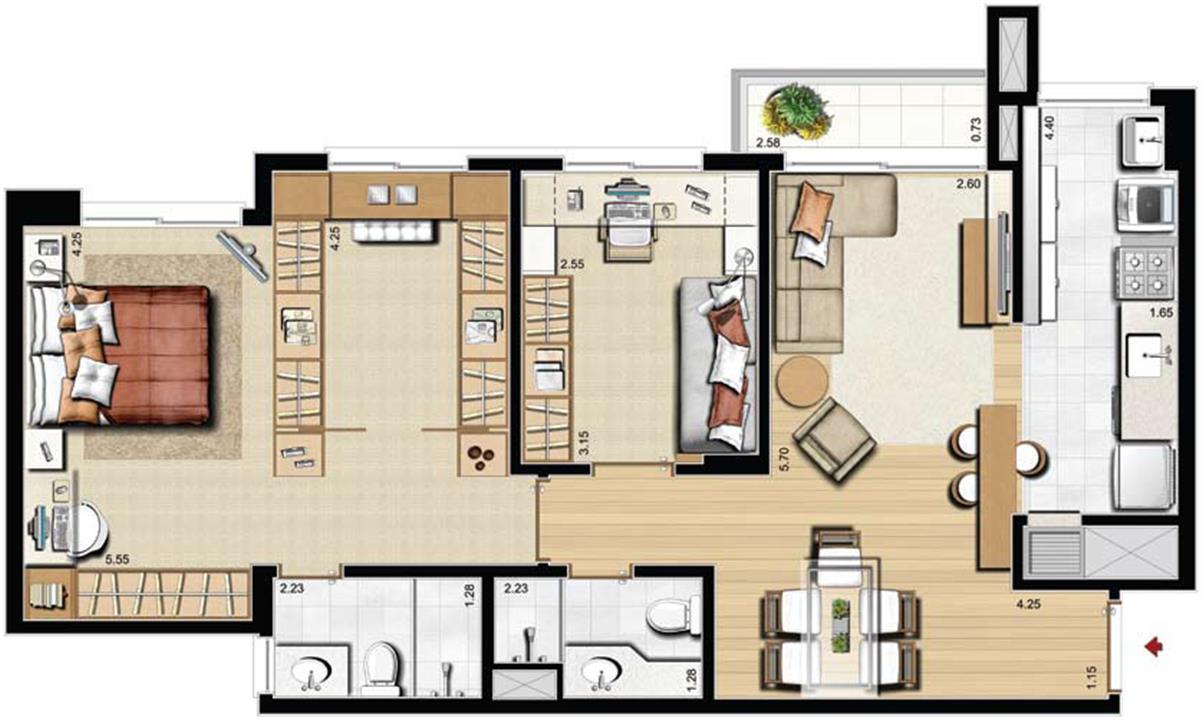 Opção suíte master 77 m² privativos | Absolutto Exclusive Life – Pátria Nova - Novo Hamburgo - Rio Grande do Sul Opção suíte master 77 m² privativos | Absolutto Exclusive Life – Apartamento na Pátria Nova - Novo Hamburgo - Rio Grande do Sul