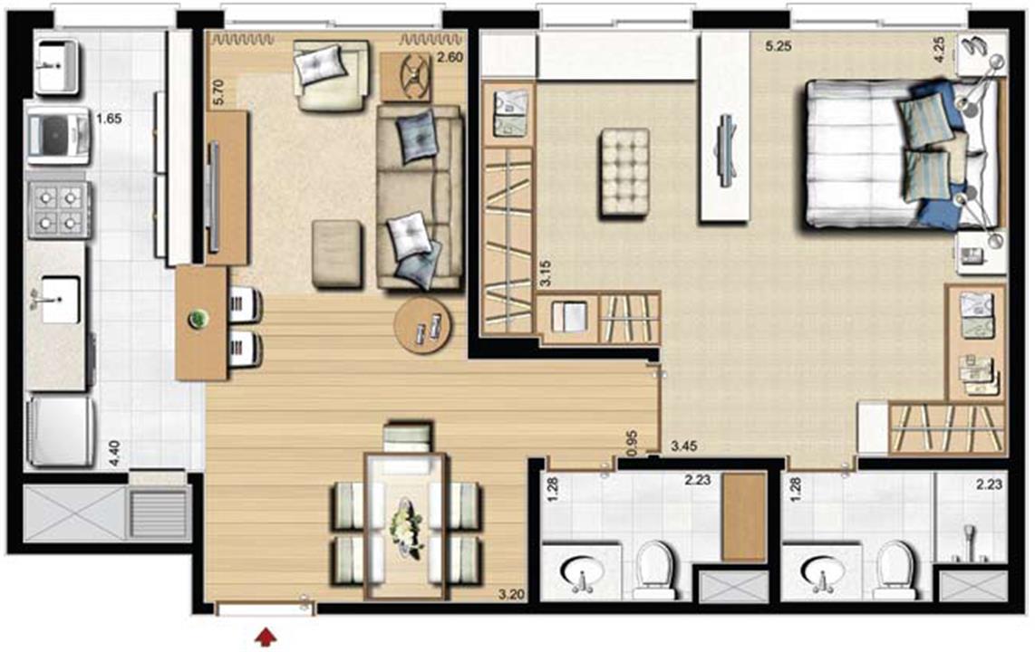 Opção suíte master e lavabo 60 m² privativos | Absolutto Exclusive Life – Pátria Nova - Novo Hamburgo - Rio Grande do Sul Opção suíte master e lavabo 60 m² privativos | Absolutto Exclusive Life – Apartamento na Pátria Nova - Novo Hamburgo - Rio Grande do Sul