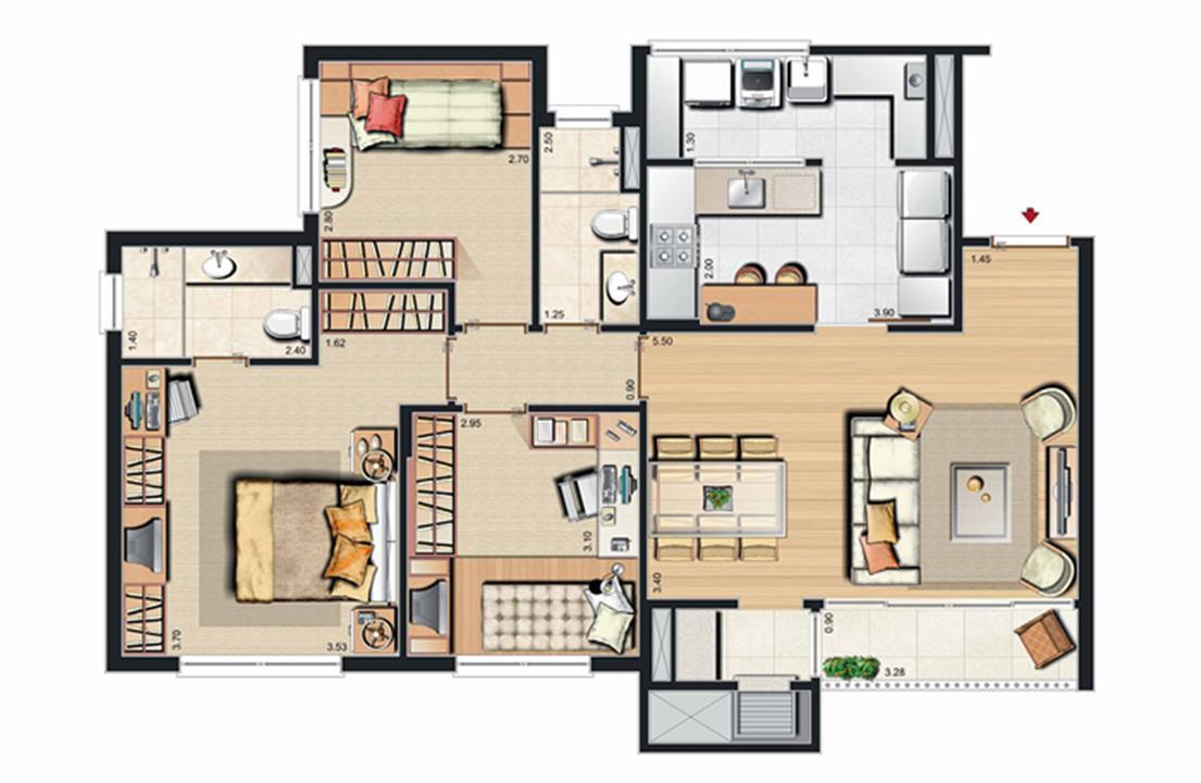 3 dorm. com suíte Planta padrão 95 m² privativos 135 m² de área total | Pateo Lindóia – Jardim Lindóia - Porto Alegre - Rio Grande do Sul 3 dorm. com suíte Planta padrão 95 m² privativos 135 m² de área total | Pateo Lindóia – Apartamento no Jardim Lindóia - Porto Alegre - Rio Grande do Sul