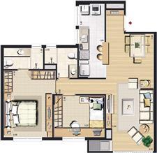 73 m² privativos   2 dorm. c suíte (sacada integrada + cozinha americana) Sugestão de decoração | Pateo Lindóia – Apartamento no  Jardim Lindóia - Porto Alegre - Rio Grande do Sul