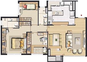95 m² privativos   3 dorm. c suíte (sacada integrada + cozinha americana) Sugestão de decoração | Pateo Lindóia – Apartamento no  Jardim Lindóia - Porto Alegre - Rio Grande do Sul