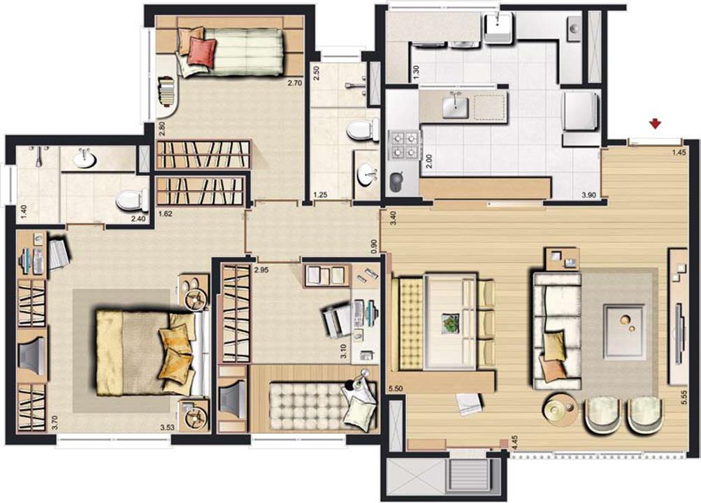 95 m² privativos 3 dorm. c suíte (sacada integrada + cozinha americana) Sugestão de decoração | Pateo Lindóia – Jardim Lindóia - Porto Alegre - Rio Grande do Sul 95 m² privativos 3 dorm. c suíte (sacada integrada + cozinha americana) Sugestão de decoração | Pateo Lindóia – Apartamento no Jardim Lindóia - Porto Alegre - Rio Grande do Sul