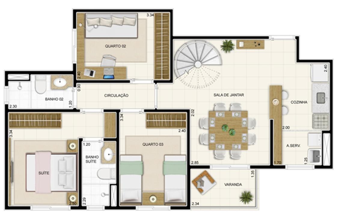 Planta Inferior Duplex 132 m² | Novo Sttilo Home Club – Nova Parnamirim - Parnamirim - Rio Grande do Norte Planta Inferior Duplex 132 m² | Novo Sttilo Home Club – Apartamento na Nova Parnamirim - Parnamirim - Rio Grande do Norte